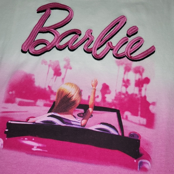 Barbie T-shirt Dip Dye Embroidered Pink White Medium NWT - Picture 4 of 10